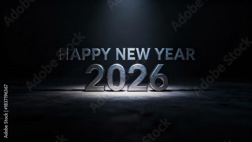 Metallic three dimensional inscription conveys anticipation for the forthcoming year twenty twenty six