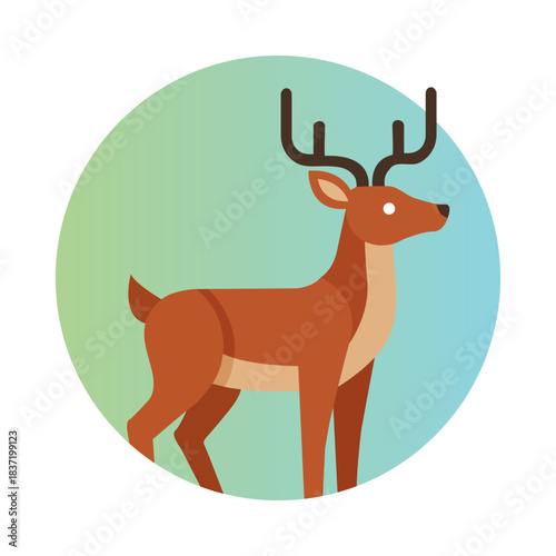 Minimalist Stylized Deer Stag Illustration Icon