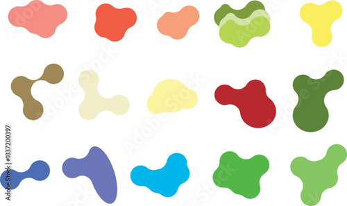 Fifteen Abstract Organic Shapes In Various Colors Keywords: abstract, organic shapes, blobs