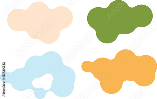 Four Abstract Organic Shapes In Earthy Tones Keywords: abstract, organic shapes, blobs, beige