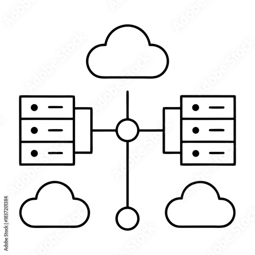 Web Hosting Outline Vector Illustration Transparent Background