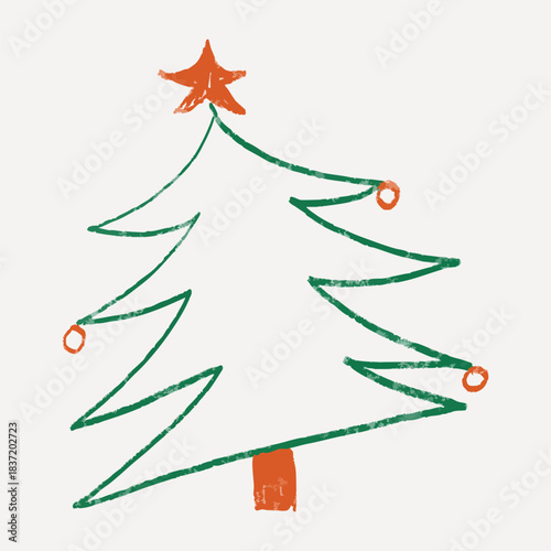 Hand Drawn Christmas Tree Sketch Illustration