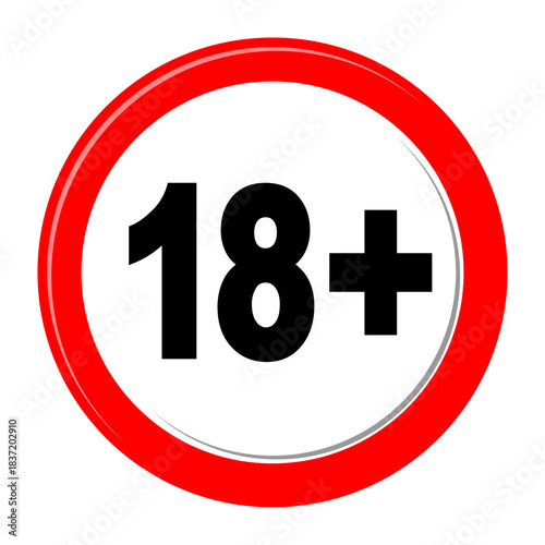 Digital vector graphic of an isolated 18 plus age restriction sign, perfect for denoting mature content or adult-only access on websites and applications.