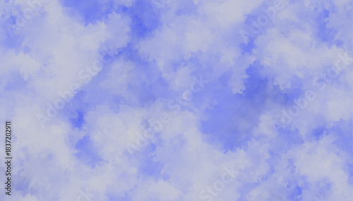 Soft blue and white cloud background. Watercolor aesthetic light violet and white texture.