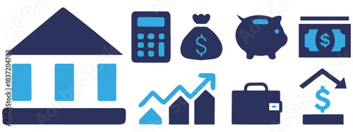 Finance and Banking Icons Set | Money, Investment, and Savings Vector Symbols