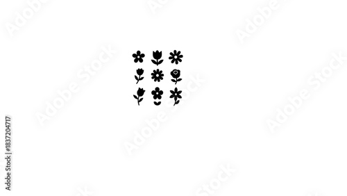 Minimal Flower Icons – Black & White Floral Silhouette Vector Set