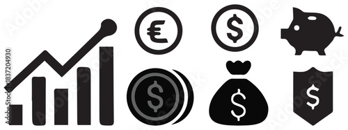 Finance and Banking Icons Set | Money, Investment, and Savings Vector Symbols