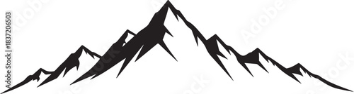 Jagged Mountain Peak Silhouette With White Background Keywords: mountain, peak, silhouette