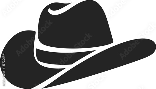 Minimalist cowboy hat silhouette vector illustration with Western style theme for country music, rodeo, ranch fashion and Americana design