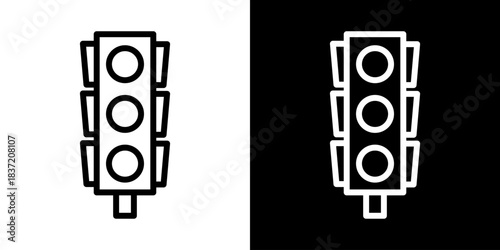 Traffic Icon Of Line Black And White Style Vector Illustration
