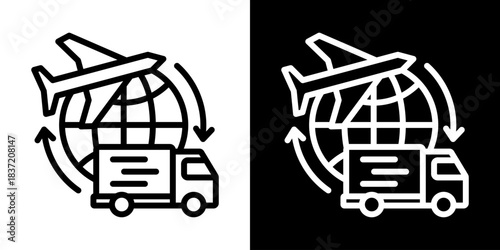 Logistics Icon Of Line Black And White Style Vector Illustration
