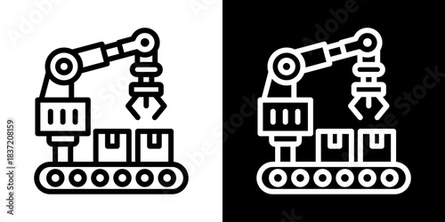 Manufacture Icon Of Line Black And White Style Vector Illustration

