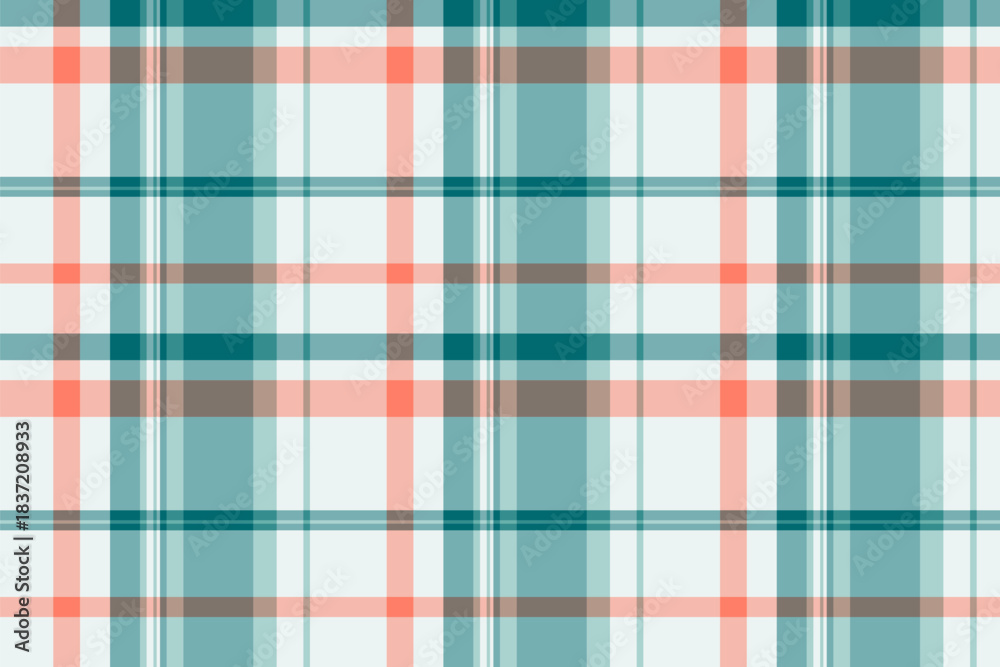 Fototapeta premium Tracery plaid vector texture, image check textile pattern. Weave background seamless tartan fabric in cyan and light colors.
