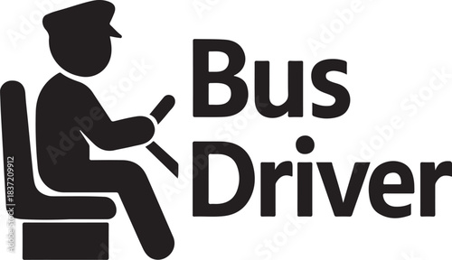 PrintIcon of a bus driver sitting and holding a steering wheel