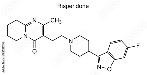 Risperidone, chemical structure of risperidone, drug substance