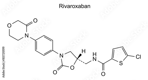 Rivaroxaban, chemical structure of rivaroxaban, drug substance