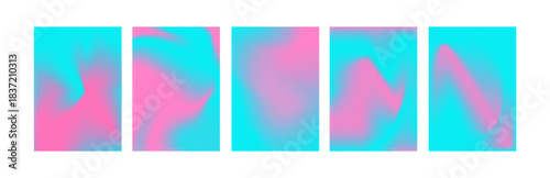 Vector set of modern gradient poster cards with abstract pink and blue aesthetic isolated on white background.