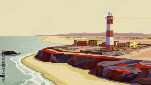 The peninsula with the El Cotillo Lighthouse, Fuerteventura, Canary Islands, Spain. High-quality drone footage.
