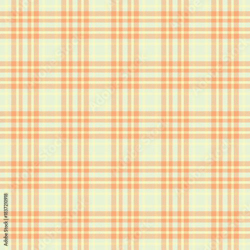 Livingroom fabric pattern seamless, manufacturing plaid texture textile. Festival background check vector tartan in light and orange colors.