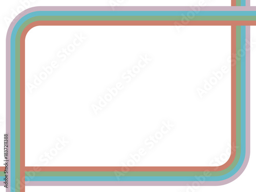 レトロモダンな角丸フレーム・くすみカラー4色レインボー