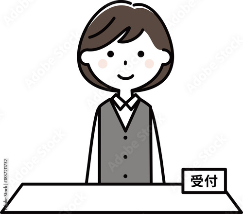 受付にいる制服姿の女性