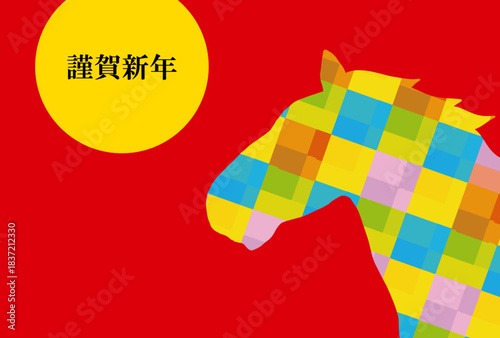 馬, 年賀状, 和風, 和柄, 新年, 動物, クリスマス, うま, ベクター, イラスト