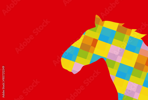 馬, 年賀状, 和風, 和柄, 新年, 動物, クリスマス, うま, ベクター, イラスト