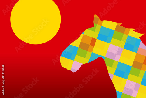 馬, 年賀状, 和風, 和柄, 新年, 動物, クリスマス, うま, ベクター, イラスト