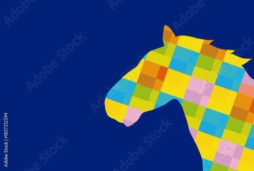 馬, 年賀状, 和風, 和柄, 新年, 動物, クリスマス, うま, ベクター, イラスト