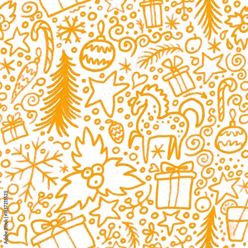 seamless pattern with christmas new year ornament 