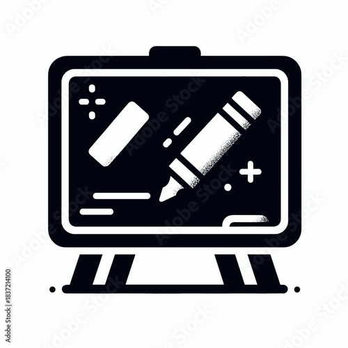 Whiteboard with marker and eraser on an easel