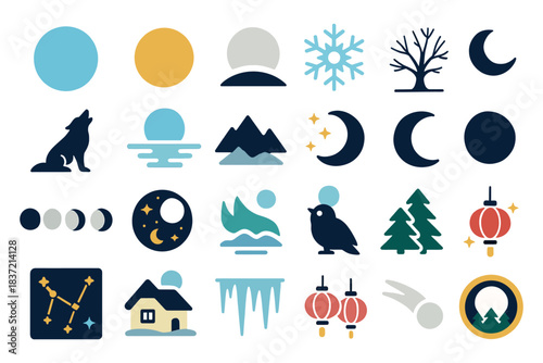 December Cold Moon Night Sky and Lunar Beauty elements