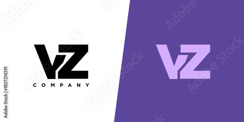 Letter V and Z, VZ logo design template. Minimal monogram initial based logotype.
