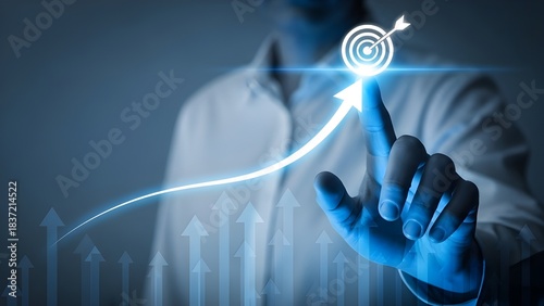 Digital fingerprint security technology concept with business growth graph