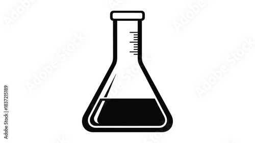 A black silhouette of an erlenmeyer flask filled with liquid
