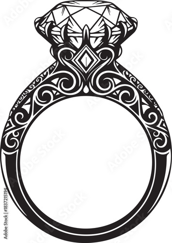 Ornate Diamond Ring with Scrollwork engagement jewelry