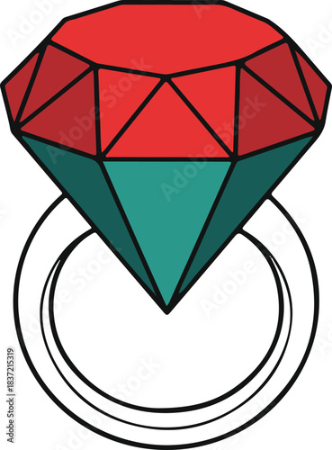 Red and Teal Gemstone Ring Illustration jewelry engagement