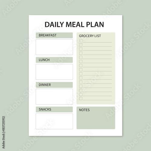 Daily Meal Planner Template, Printable Daily Meal Plan, Healthy Daily Meal Planner, Daily Menu & Meal Prep Planner, Simple Daily Meal Planner Printable