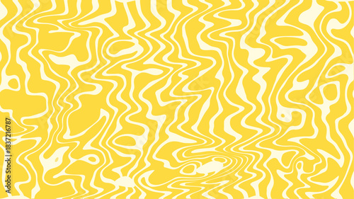 Abstract yellow and white liquid optical illusion pattern art