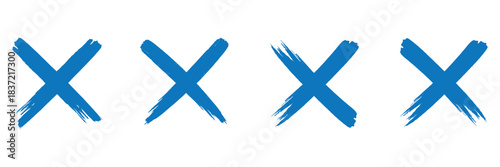 Hand drawn right and wrong vector sign in brush stroke outline shape. Check marks doodle set. Vote, yes, no, checkbox, checklist, tick and cross signs, v and x drawn concept.