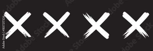 Hand drawn right and wrong vector sign in brush stroke outline shape. Check marks doodle set. Vote, yes, no, checkbox, checklist, tick and cross signs, v and x drawn concept.