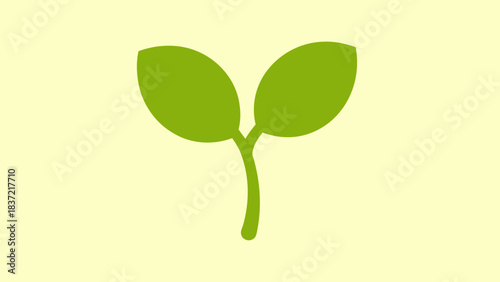 A simple graphic illustration of a green plant sprout with two leaves on a light yellow background, symbolizing new life and growth.