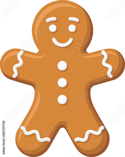 vector illustration of gingerbread man isolated on white background