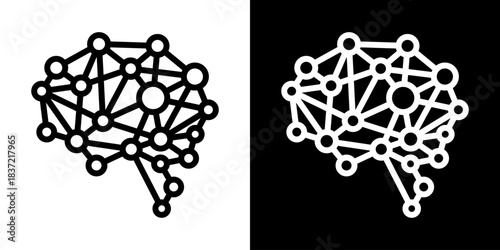 Neural Networks Icon Of Line Black And White Style Vector Illustration
