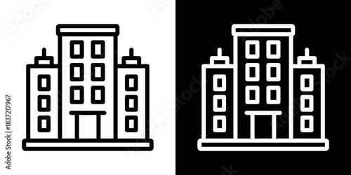 Company Icon Of Line Black And White Style Vector Illustration
