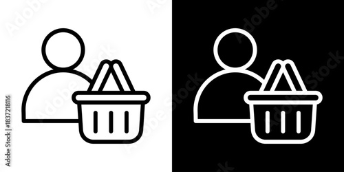 Consumer Icon Of Line Black And White Style Vector Illustration

