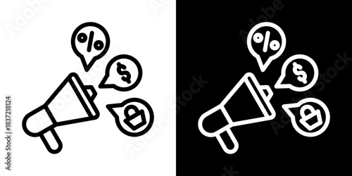 Promotion Icon Of Line Black And White Style Vector Illustration
