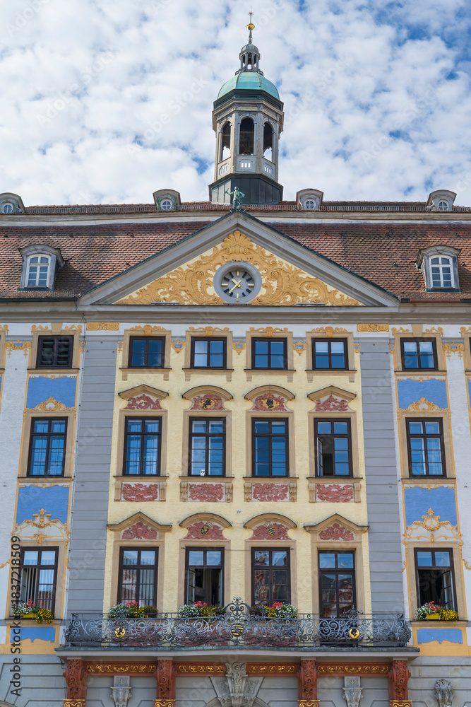 Obraz premium Rathaus, Fassade, Renaissance, Marktplatz, Coburg, Oberfranken, Franken, Bayern, Deutschland, Europa