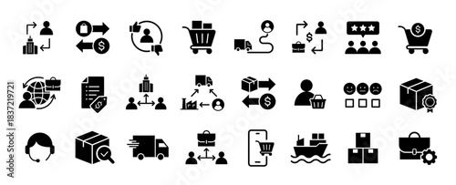 B2C icon set. Business to consumer symbol. Vector illustration.