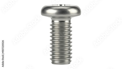 Fotografija Metal pan head screw isolated PNG, fastener with threads for secure connections
